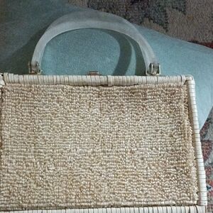 Elegant Cream Woven Handbag
